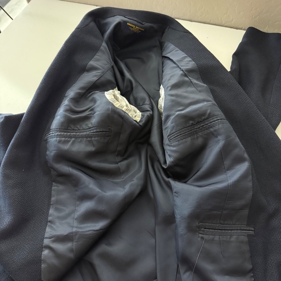 Brooks Brother Vintage Dark Navy Blue Herringbone Blazer Suit Jacket Mens 40R - Picture 9 of 10